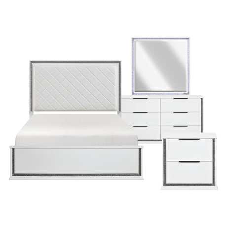 Lumin Pearl White 4pc Set (QB+NS+DR+MR) from Homelegance - Luna Furniture