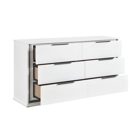 Lumin Pearl White 4pc Set (QB+NS+DR+MR) from Homelegance - Luna Furniture