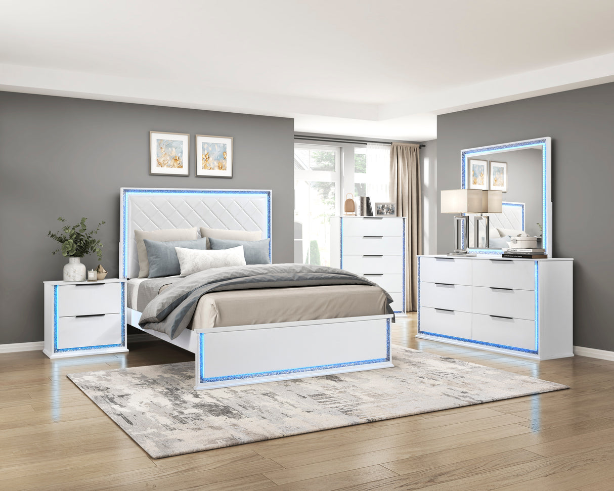 Lumin Pearl White 4pc Set (QB+NS+DR+MR) from Homelegance - Luna Furniture