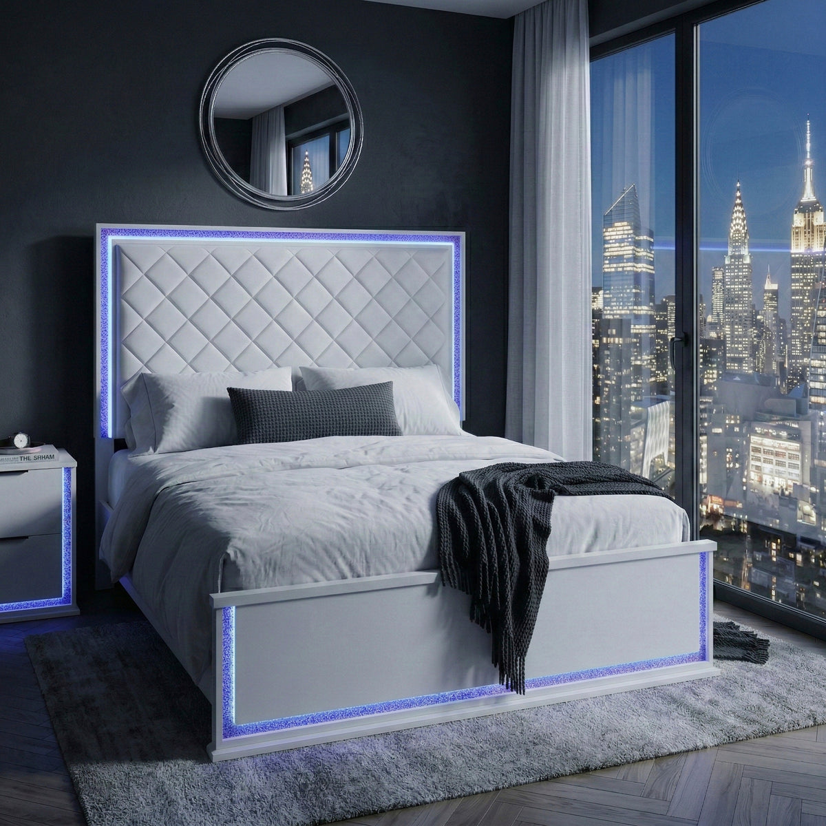 Lumin Pearl White 4pc Set (QB+NS+DR+MR) from Homelegance - Luna Furniture