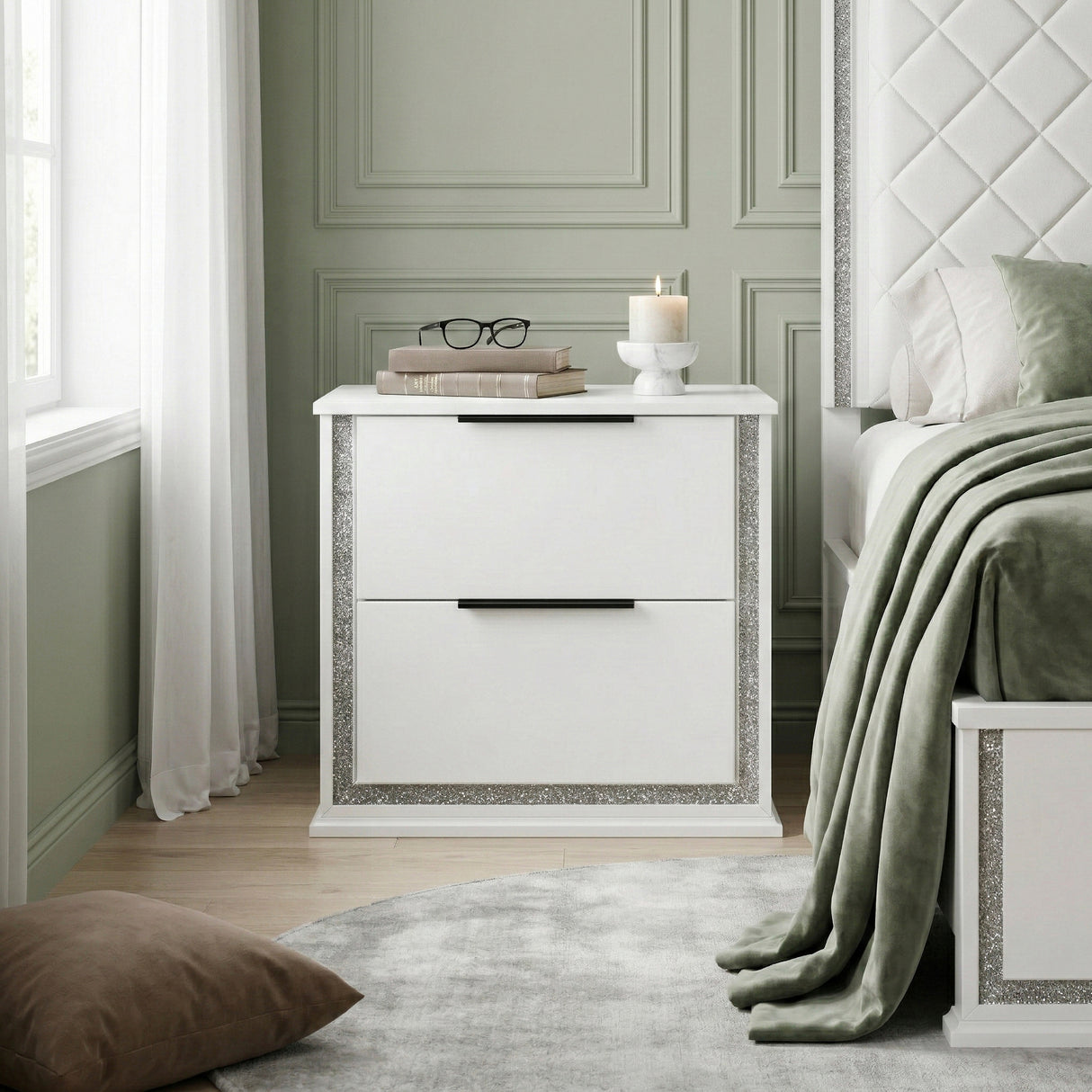 Lumin Pearl White Nightstand from Homelegance - Luna Furniture