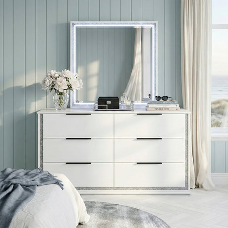 Lumin Pearl White Dresser from Homelegance - Luna Furniture