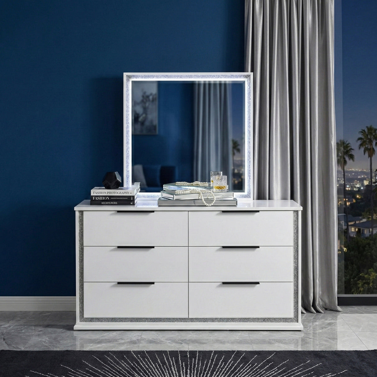 Lumin Pearl White 4pc Set (QB+NS+DR+MR) from Homelegance - Luna Furniture