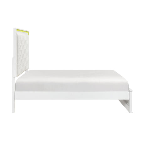 Lumin Pearl White Eastern King Led Panel Bed from Homelegance - Luna Furniture