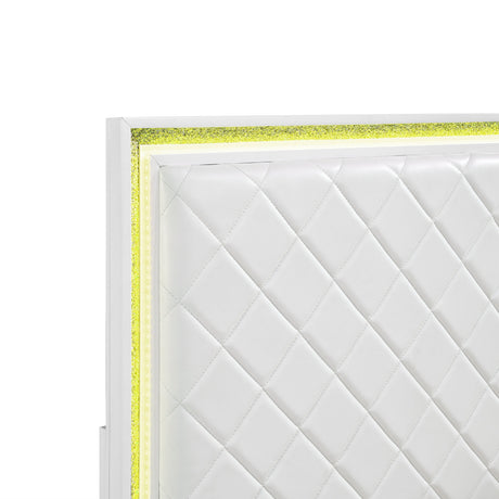 Lumin Pearl White LED Panel King Bed from Homelegance - Luna Furniture