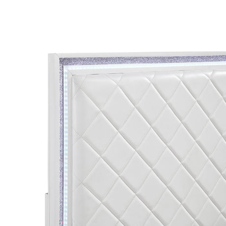 Lumin Pearl White LED Panel King Bed from Homelegance - Luna Furniture