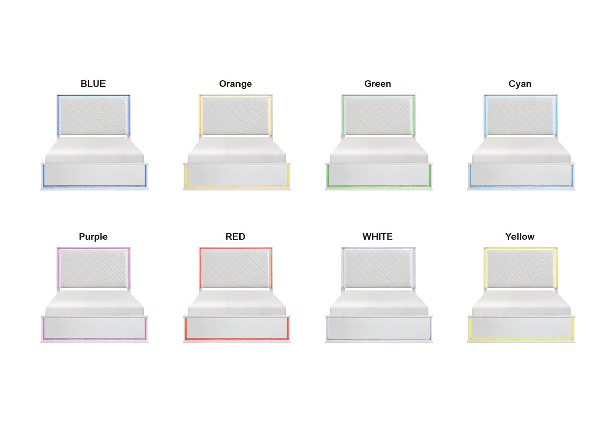 Lumin Pearl White LED Panel King Bed from Homelegance - Luna Furniture