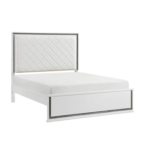 Lumin Pearl White Eastern King Led Panel Bed from Homelegance - Luna Furniture