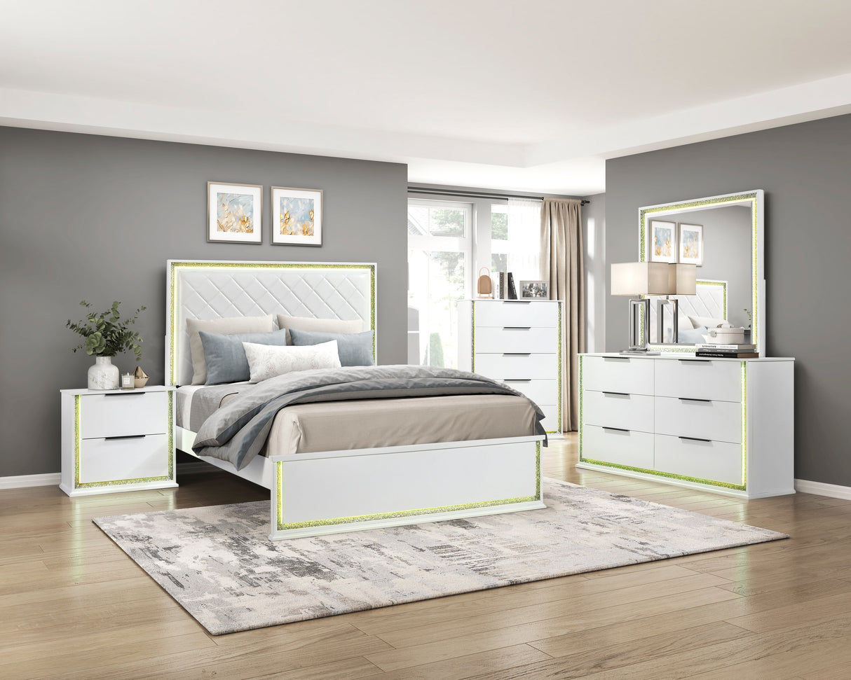 Lumin Pearl White LED Panel King Bed from Homelegance - Luna Furniture