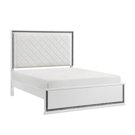 Lumin Pearl White LED Panel King Bed from Homelegance - Luna Furniture