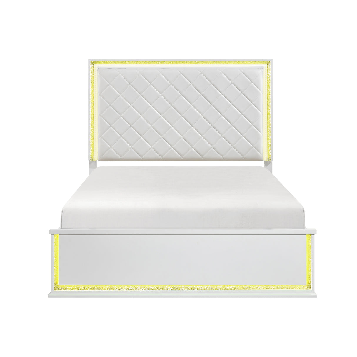 Lumin Pearl White Eastern King Led Panel Bed from Homelegance - Luna Furniture