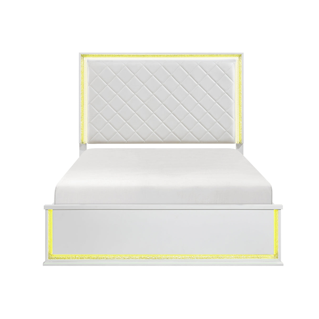 Lumin Pearl White LED Panel King Bed from Homelegance - Luna Furniture