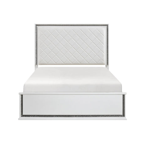 Lumin Pearl White LED Panel King Bed from Homelegance - Luna Furniture