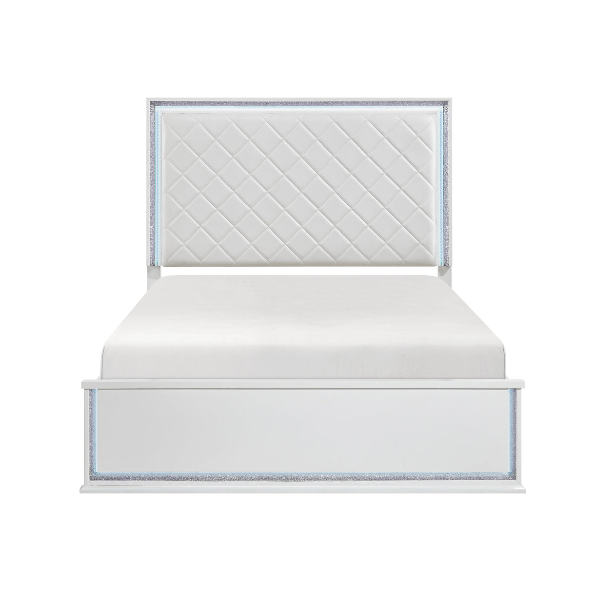 Lumin Pearl White Eastern King Led Panel Bed from Homelegance - Luna Furniture