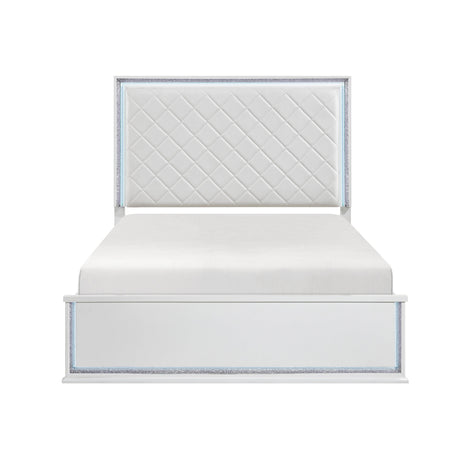 Lumin Pearl White LED Panel King Bed from Homelegance - Luna Furniture