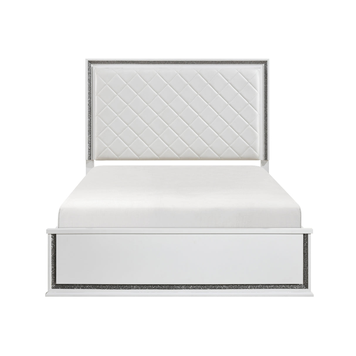 Lumin Pearl White Eastern King Led Panel Bed from Homelegance - Luna Furniture