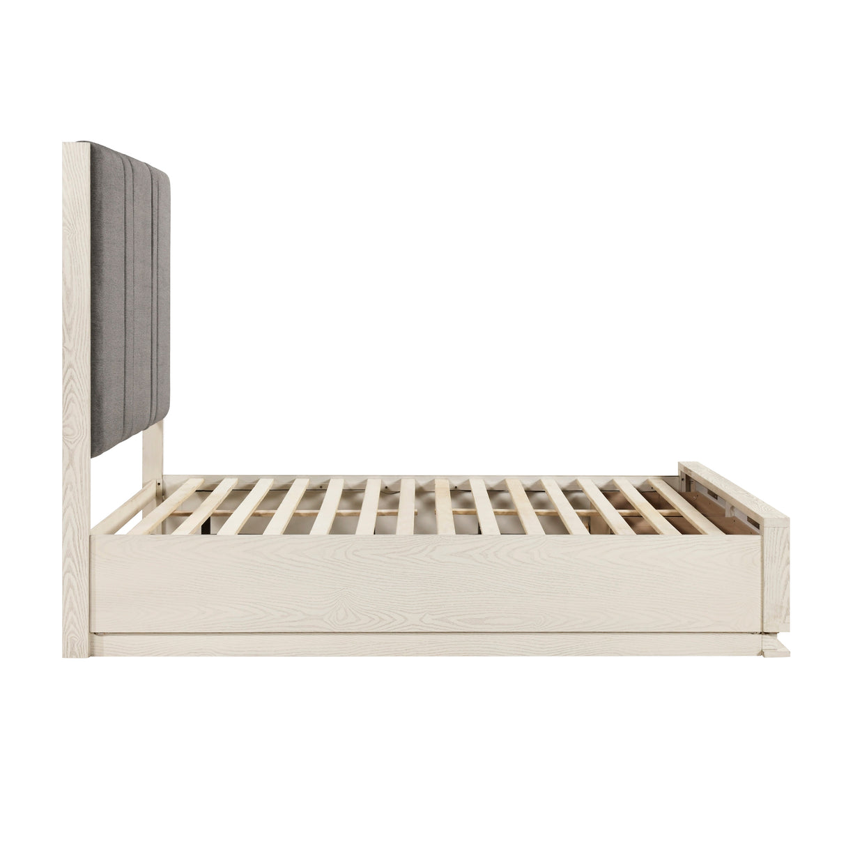 Noctis White/Light Gray Queen Platform Bed with Footboard Storage from Homelegance - Luna Furniture