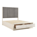 Noctis White/Light Gray Queen Platform Bed with Footboard Storage from Homelegance - Luna Furniture