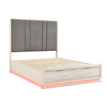 Noctis White/Light Gray Queen Platform Bed with Footboard Storage from Homelegance - Luna Furniture