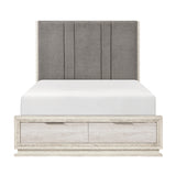 Noctis White/Light Gray Queen Platform Bed with Footboard Storage from Homelegance - Luna Furniture
