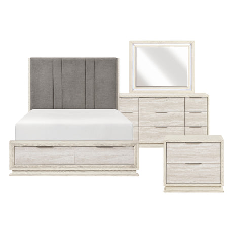 Noctis White/Light Gray 4pc Set (QB+NS+DR+MR) from Homelegance - Luna Furniture