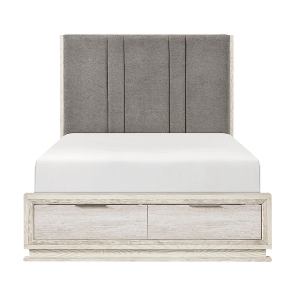 Noctis White/Light Gray King Led Storage Platform Bed