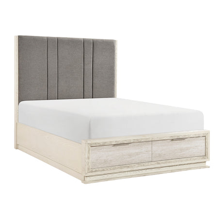 Noctis White/Light Gray King Led Storage Platform Bed from Homelegance - Luna Furniture