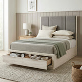 Noctis White/Light Gray Eastern King Platform Bed with Footboard Storage from Homelegance - Luna Furniture