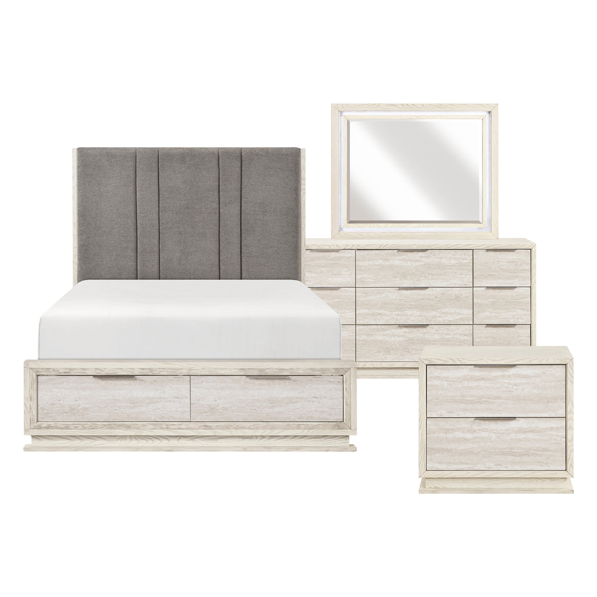 Noctis White/Light Gray 5pc Set (QB+NS+DR+MR+CH) from Homelegance - Luna Furniture