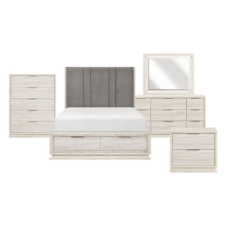 Noctis White/Light Gray 4pc Set (QB+NS+DR+MR) from Homelegance - Luna Furniture
