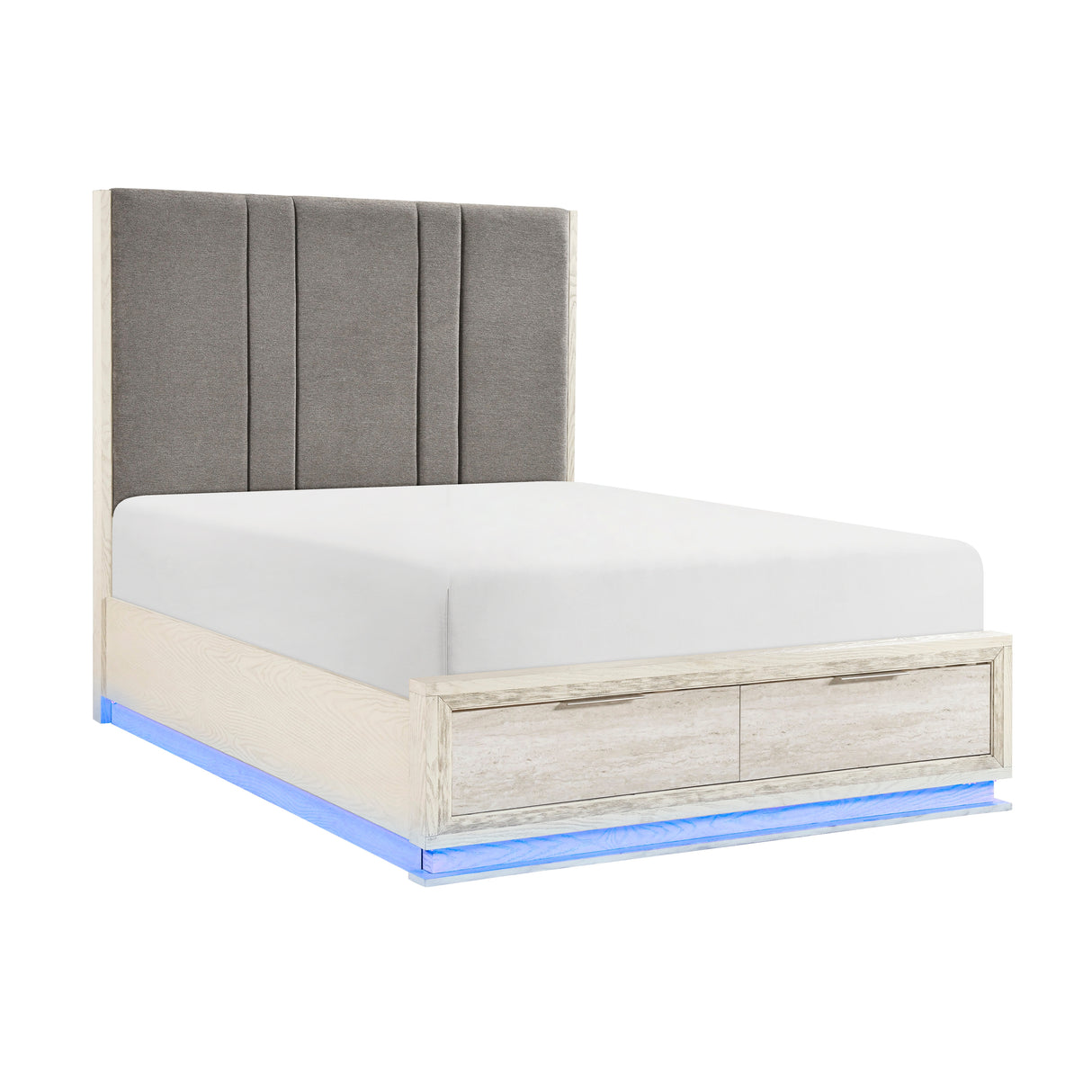 Noctis White/Light Gray California King Led Storage Platform Bed from Homelegance - Luna Furniture