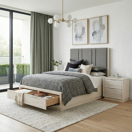 Noctis White/Light Gray Queen Platform Bed with Footboard Storage from Homelegance - Luna Furniture