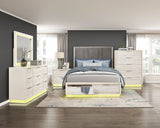 Noctis White/Light Gray Eastern King Platform Bed with Footboard Storage from Homelegance - Luna Furniture