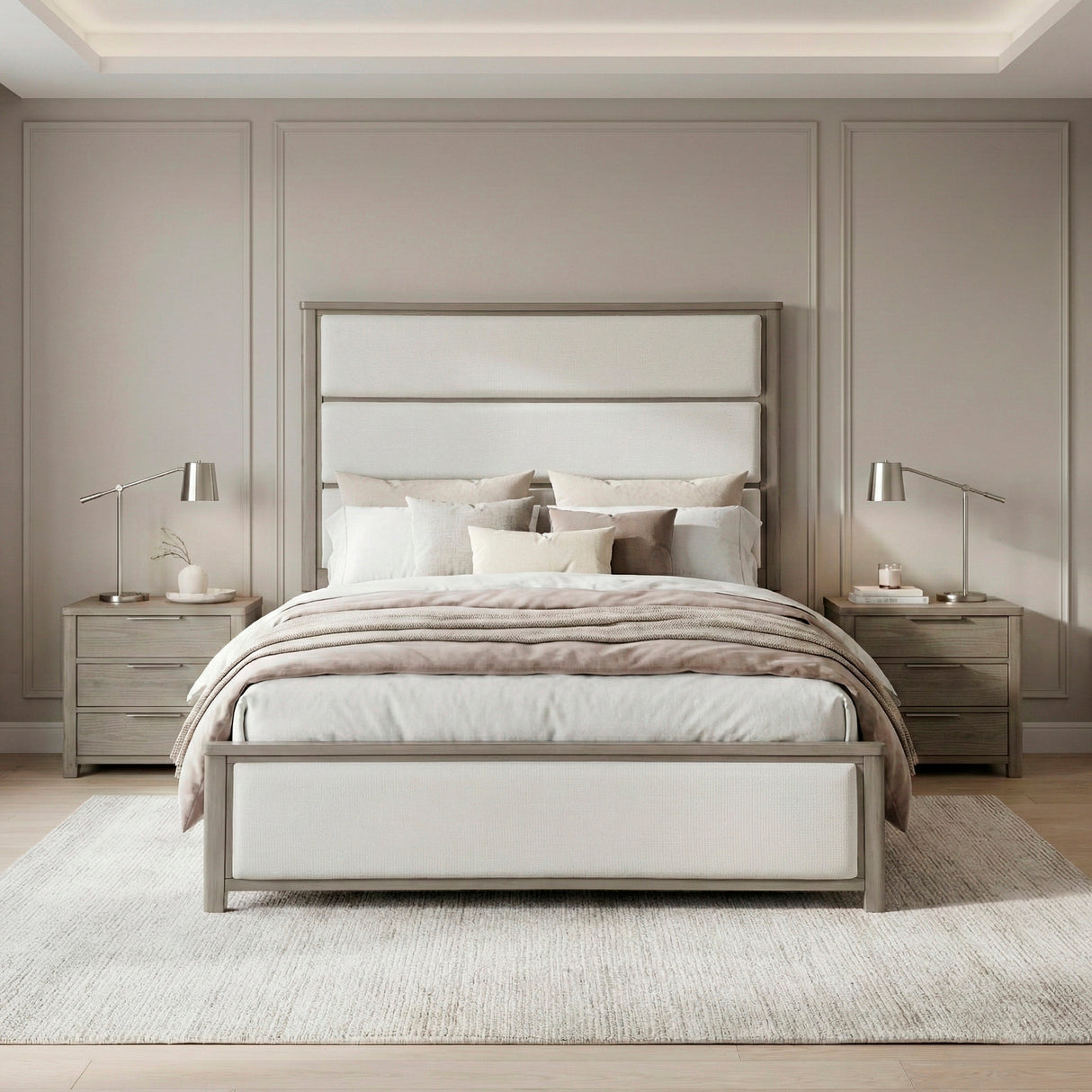 Dalston Light Gray/Beige Queen Bed from Homelegance - Luna Furniture