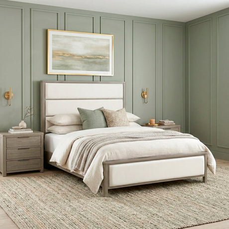 Dalston Light Gray/Beige Queen Bed from Homelegance - Luna Furniture