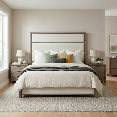 Dalston Light Gray/Beige Eastern King Bed from Homelegance - Luna Furniture