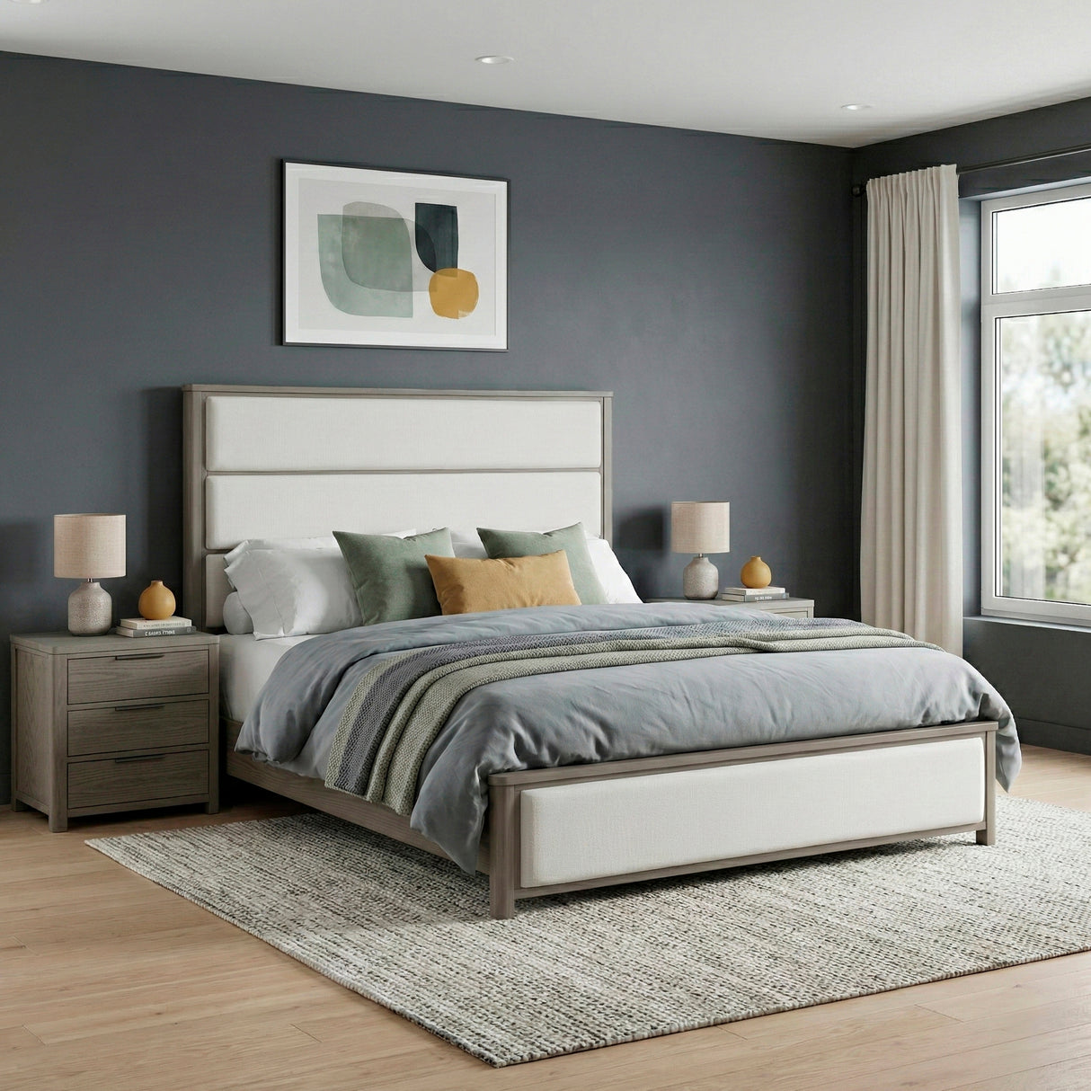 Dalston Light Gray/Beige Eastern King Bed from Homelegance - Luna Furniture