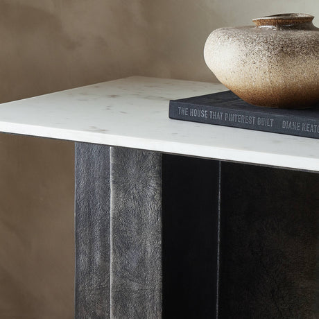 Terrell Large Console Table in Polished White Marble from Four Hands - Luna Furniture