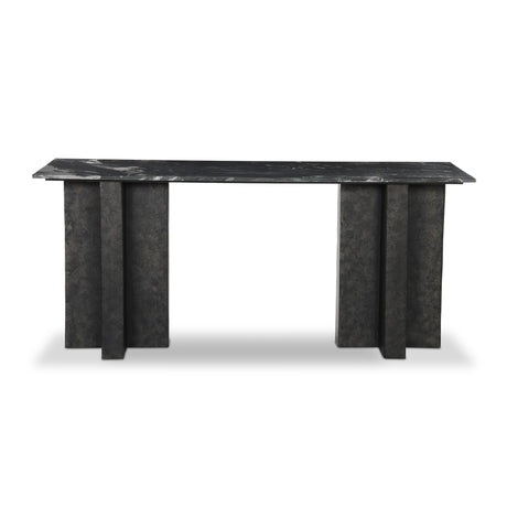 Terrell Large Console Table in Black Marble from Four Hands - Luna Furniture