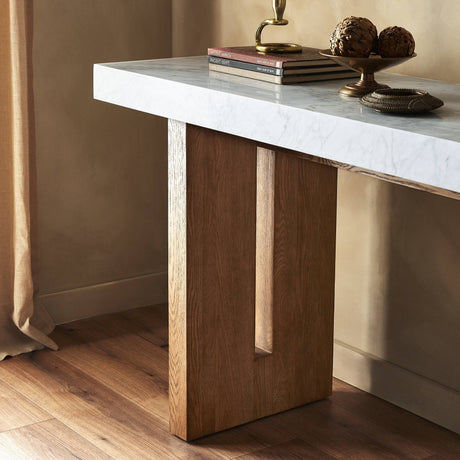 Olympia Console Table in White Carrara Marble from Four Hands - Luna Furniture
