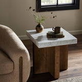 Bellamy End Table in White Carrara Marble from Four Hands - Luna Furniture