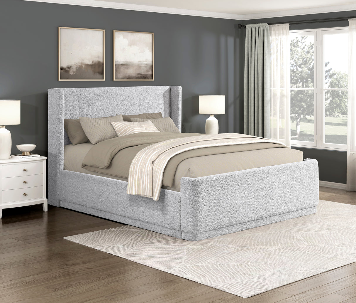 Carmel Light Gray Queen Platform Bed from Homelegance - Luna Furniture
