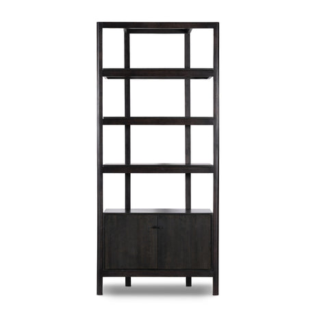 Reza Bookcase in Worn Black Acacia from Four Hands - Luna Furniture