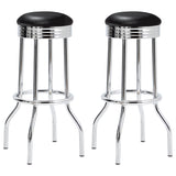 Theodore Black and Chrome Upholstered Top Bar Stools, Set of 2 from Coaster - Luna Furniture