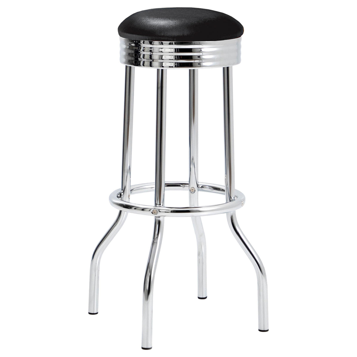 Theodore Black and Chrome Upholstered Top Bar Stools, Set of 2 from Coaster - Luna Furniture