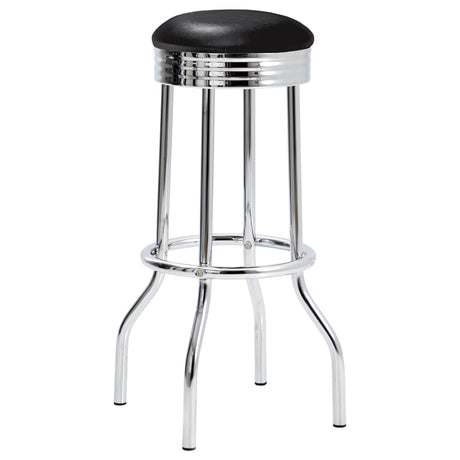 Theodore Black and Chrome Upholstered Top Bar Stools, Set of 2 from Coaster - Luna Furniture