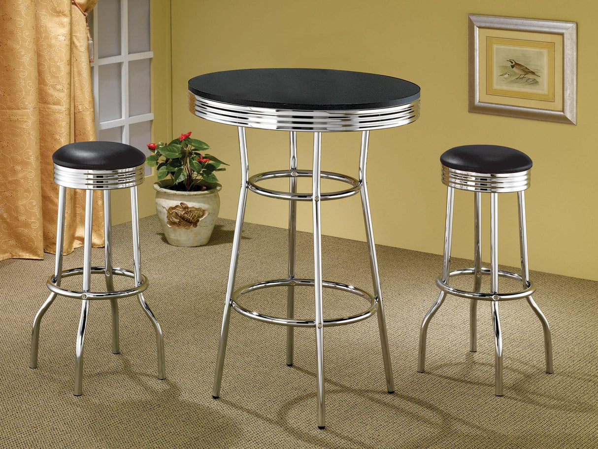 Theodore Black and Chrome Upholstered Top Bar Stools, Set of 2 from Coaster - Luna Furniture