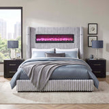 Fitzroy Gray Upholstered Queen Bed with Fireplace