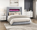 Fitzroy Gray Upholstered King Bed from Homelegance - Luna Furniture