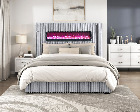 Fitzroy Gray Upholstered King Bed from Homelegance - Luna Furniture